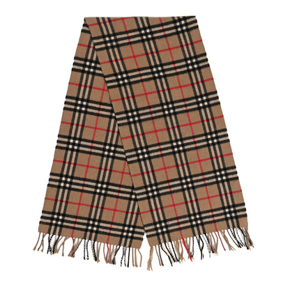 Burberry Lambswool Check Fringe Scarf Camel 2 of 4