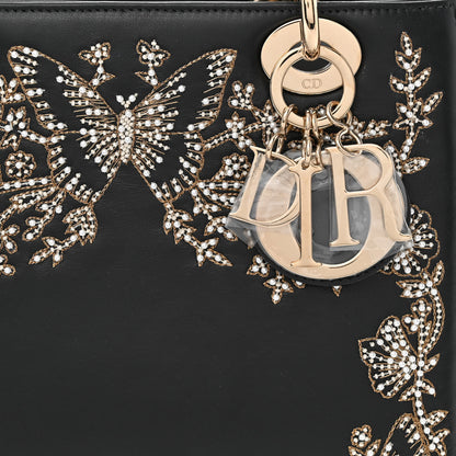 Christian Dior Calfskin Beaded Embroidered Ramage Butterfly Medium Lady Dior Black White Black White 8 of 10