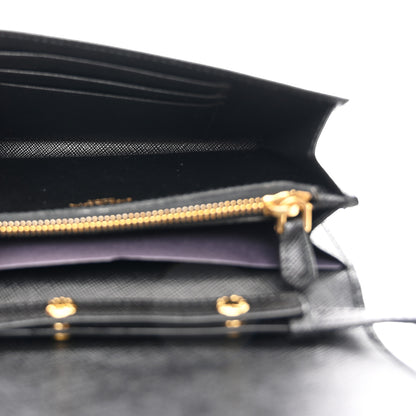 Prada Saffiano Metal Flap Wallet With Strap Black 4 of 11