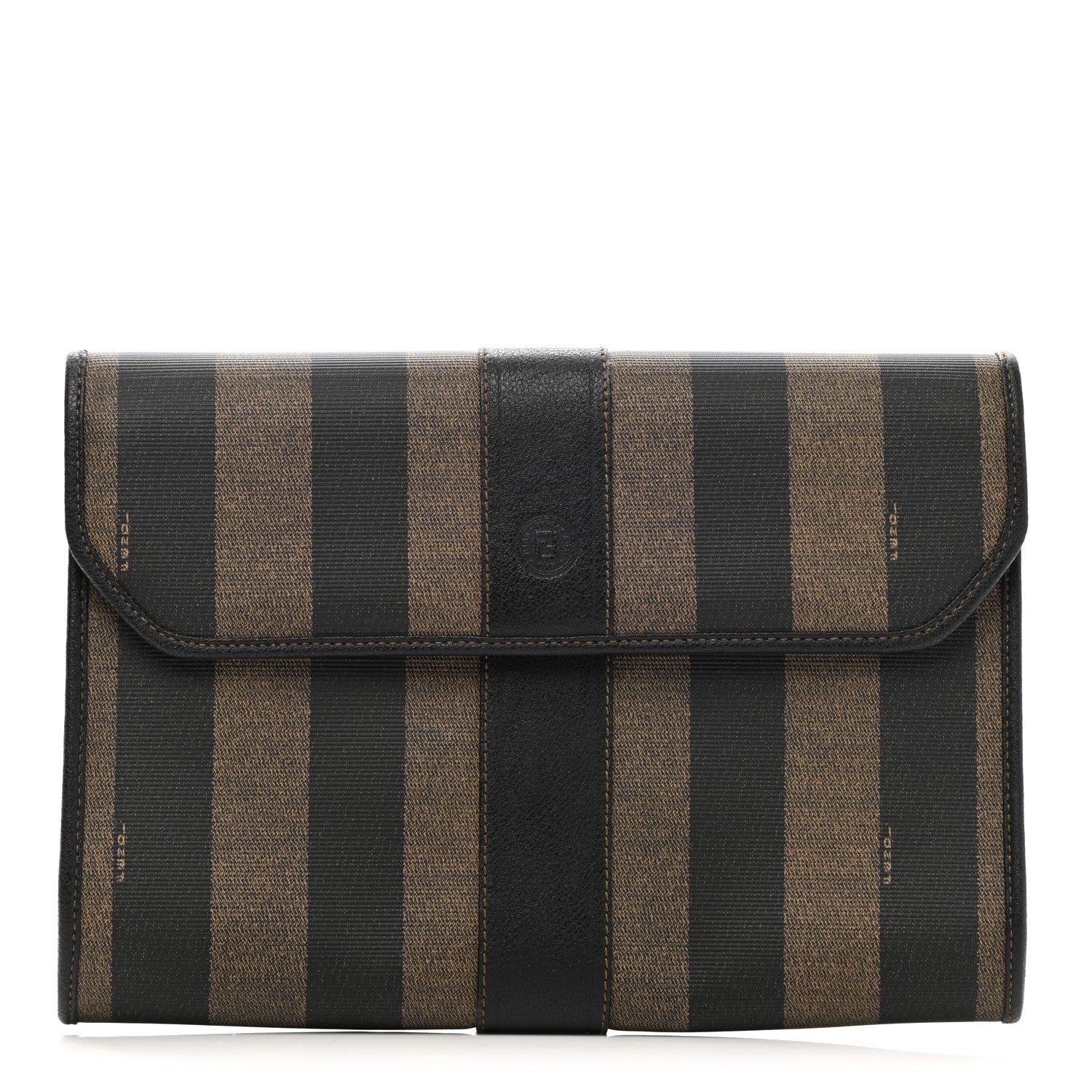 Fendi Pequin Fold Over Clutch Tobacco 1 of 7