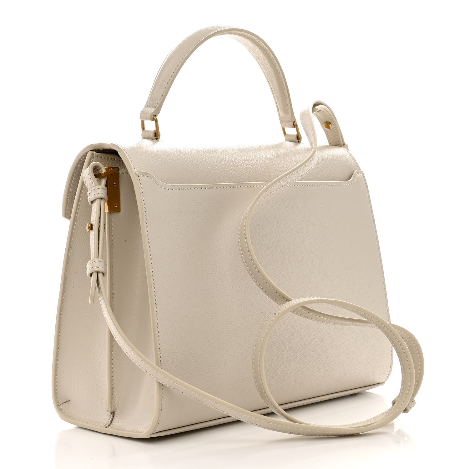 Saint Laurent Grain de Poudre Medium Classic Monogram Cassandra Top Handle Crema Soft Rouge Legion 3 of 10