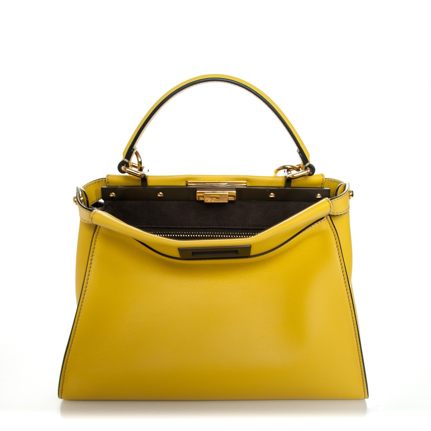 Fendi Vitello Seta Medium Peekaboo Iconic Satchel Cedro 1 of 8