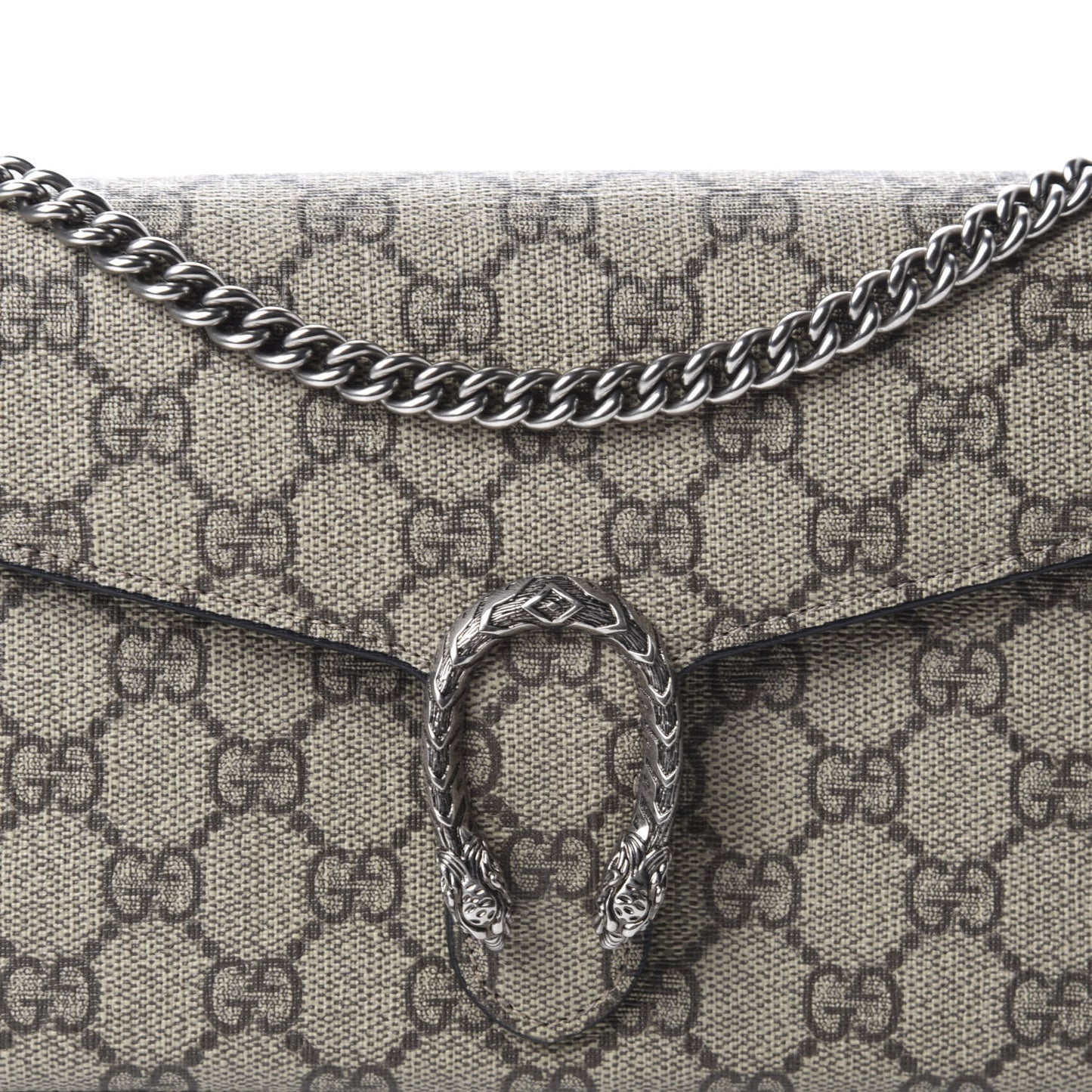 GG Supreme Monogram Mini Dionysus Chain Wallet Beige Black
