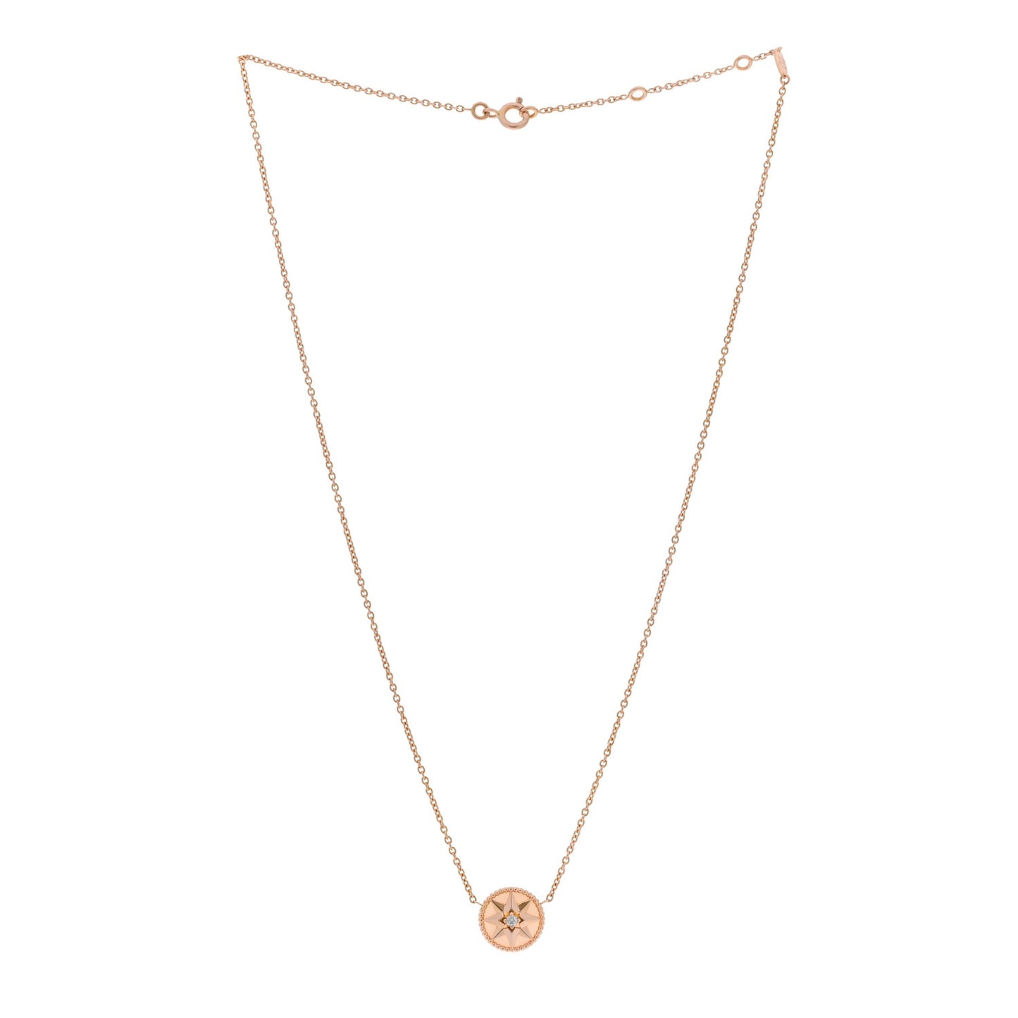 18K Rose Gold Diamond Pink Opal Rose Des Vents Necklace