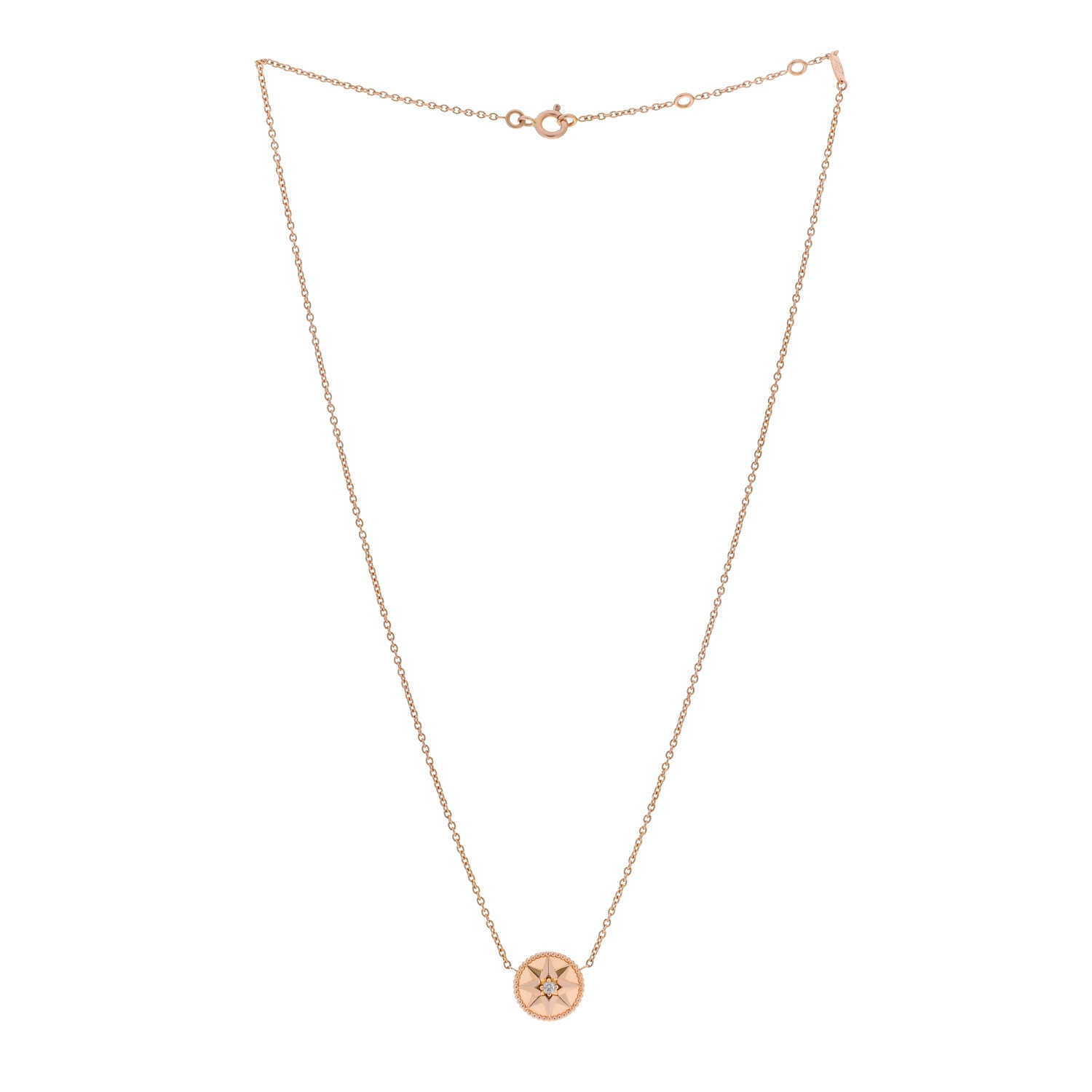 Christian Dior 18K Rose Gold Diamond Pink Opal Rose Des Vents Necklace 3 of 5
