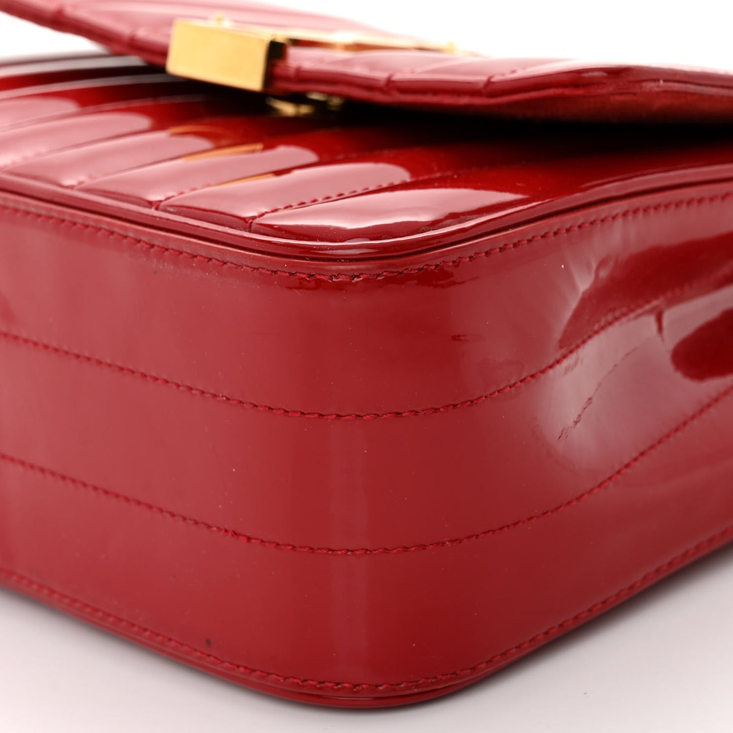 Patent Calfskin Matelasse Medium Vicky Chain Bag Rouge Eros