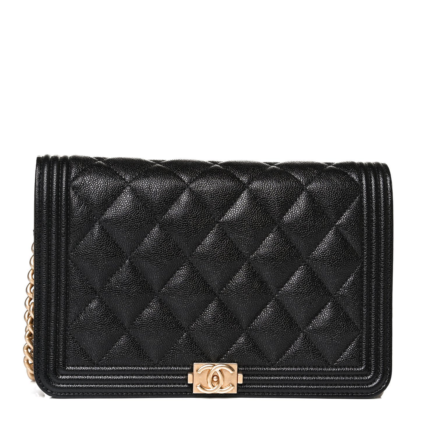 Caviar Quilted Boy Wallet On Chain WOC Black