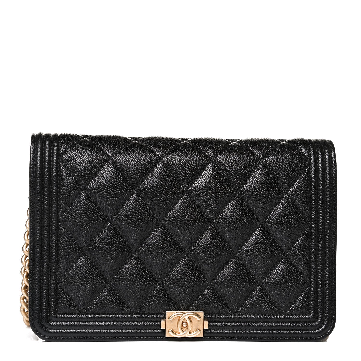 Chanel Caviar Quilted Boy Wallet On Chain WOC Black 9 of 20