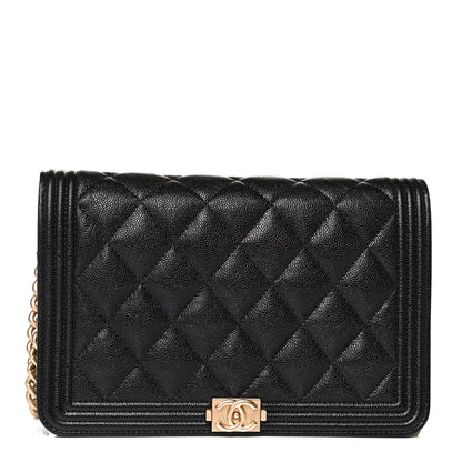 Chanel Caviar Quilted Boy Wallet On Chain WOC Black 9 of 20