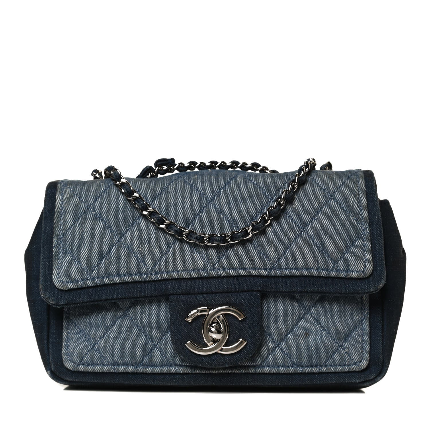 Chanel Denim Quilted Small Medallion Flap Light Blue 2 of 11