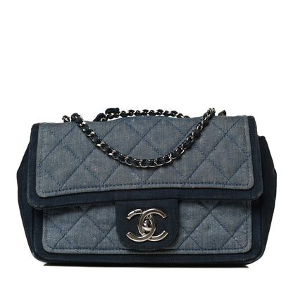 Chanel Denim Quilted Small Medallion Flap Light Blue 2 of 11