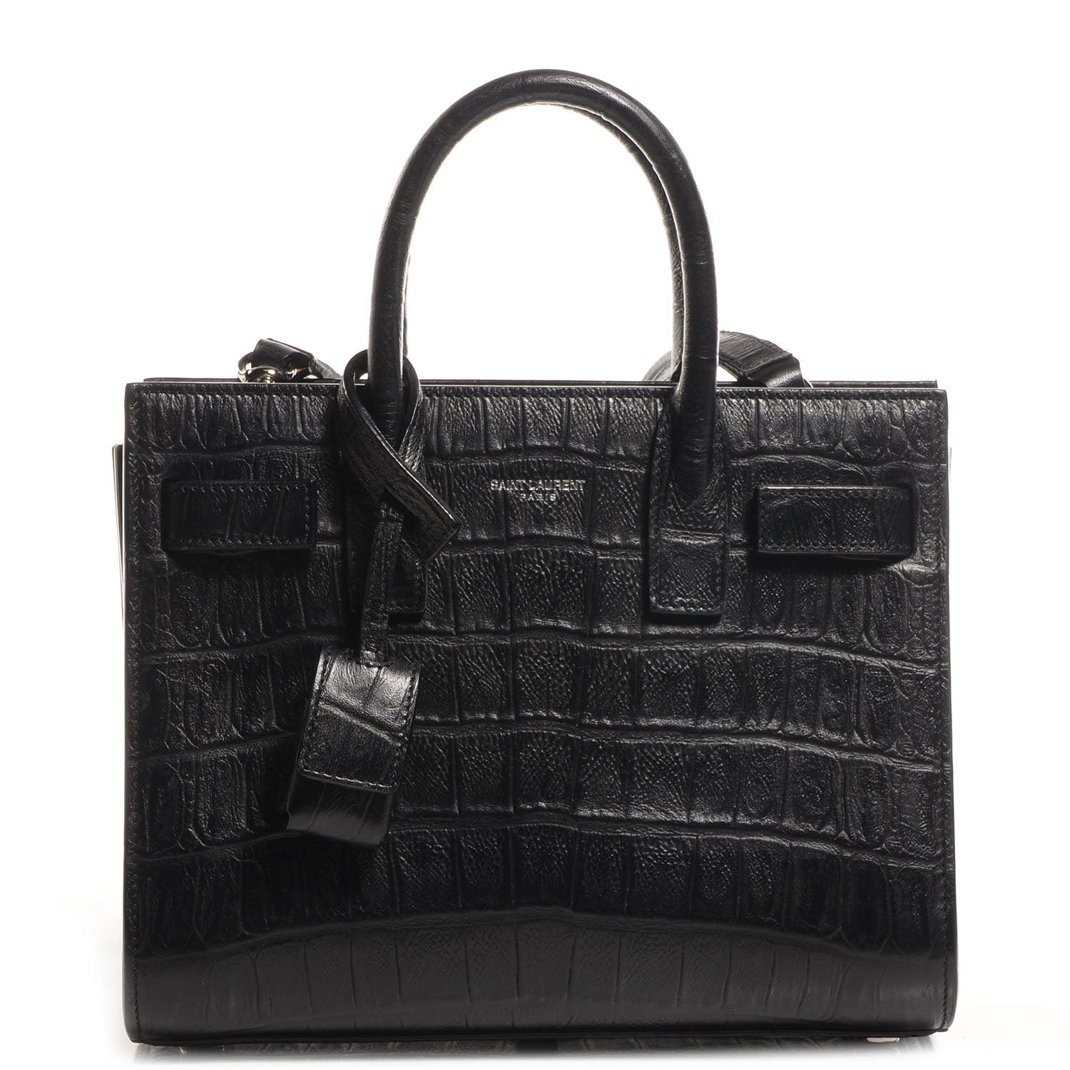 Saint Laurent Crocodile Embossed Sac De Jour Nano Black 1 of 7