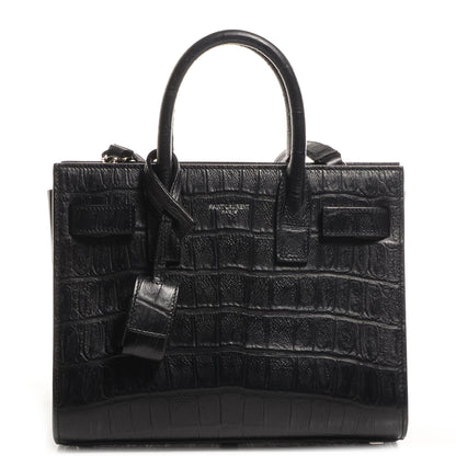 Saint Laurent Crocodile Embossed Sac De Jour Nano Black 1 of 7