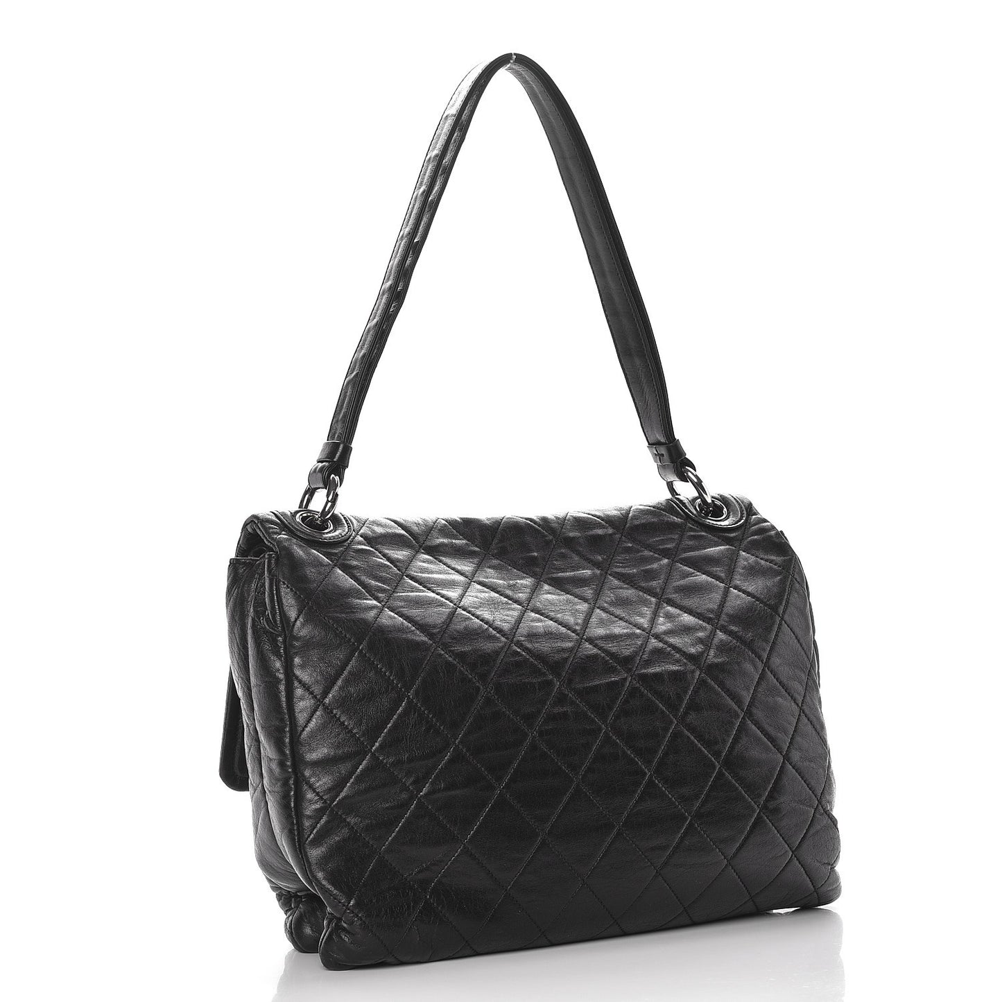 Lambskin Quilted Padded Envelope Flap Black