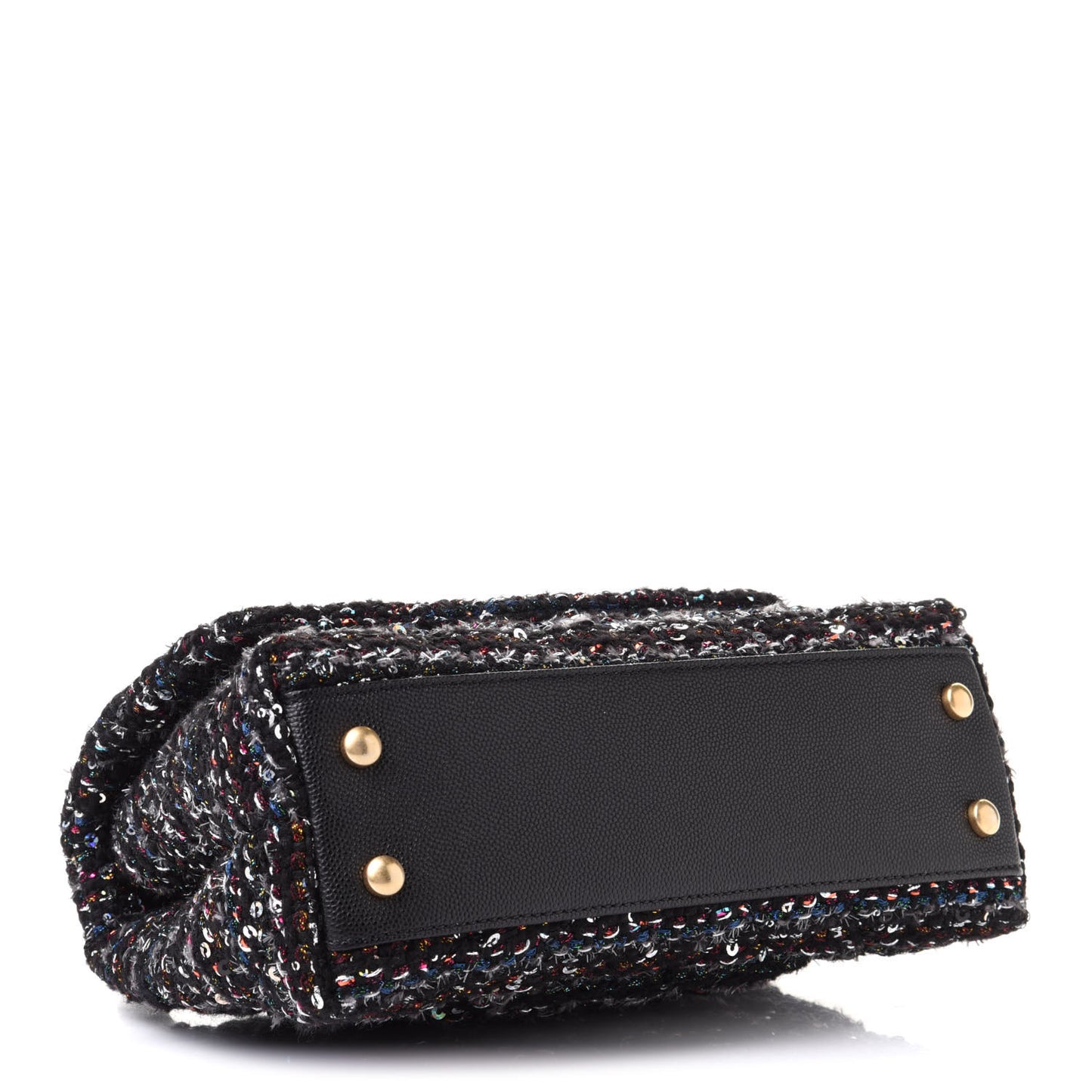 Tweed Sequin Mini Coco Handle Flap Black