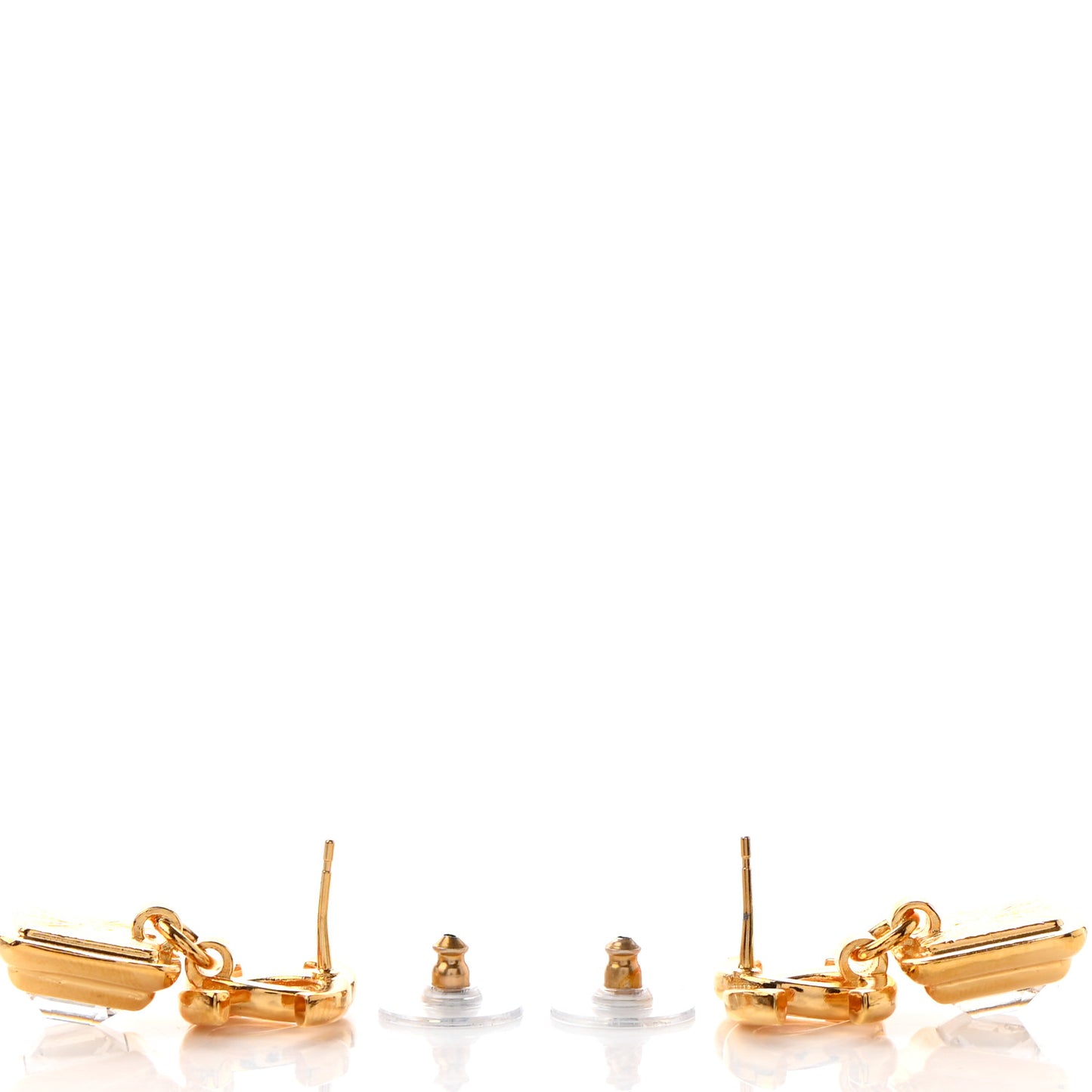 Large Crystal CC Drop Earrings Gold