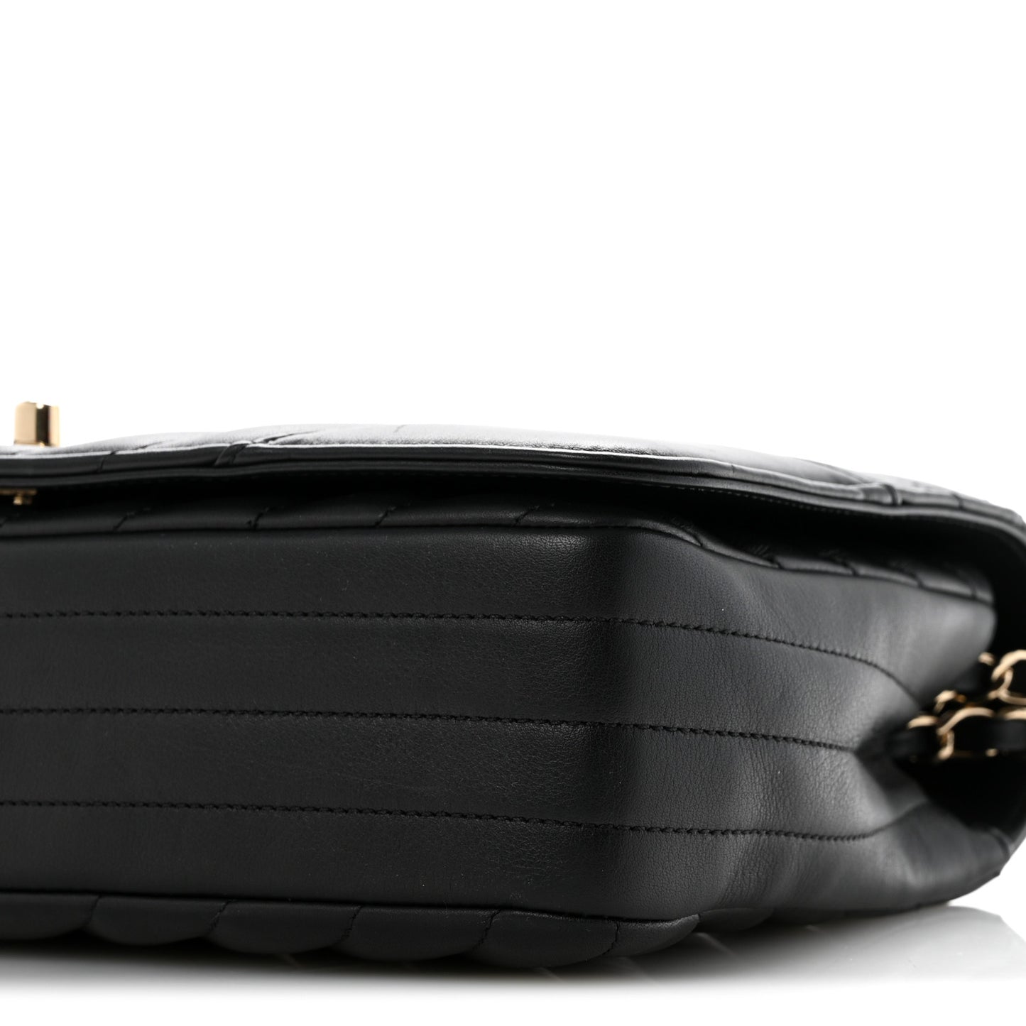 Calfskin Chevron Quilted Large Statement Flap Black