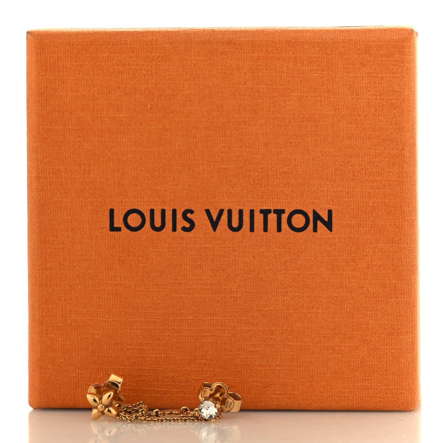 Louis Vuitton Metal Crystal Petit Louis Earrings Gold 5 of 5
