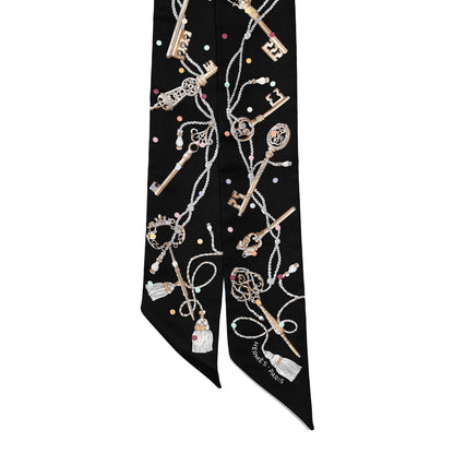 Hermes Silk Les Cles A Pois Twilly Black Beige Rose Multicolor 2 of 4
