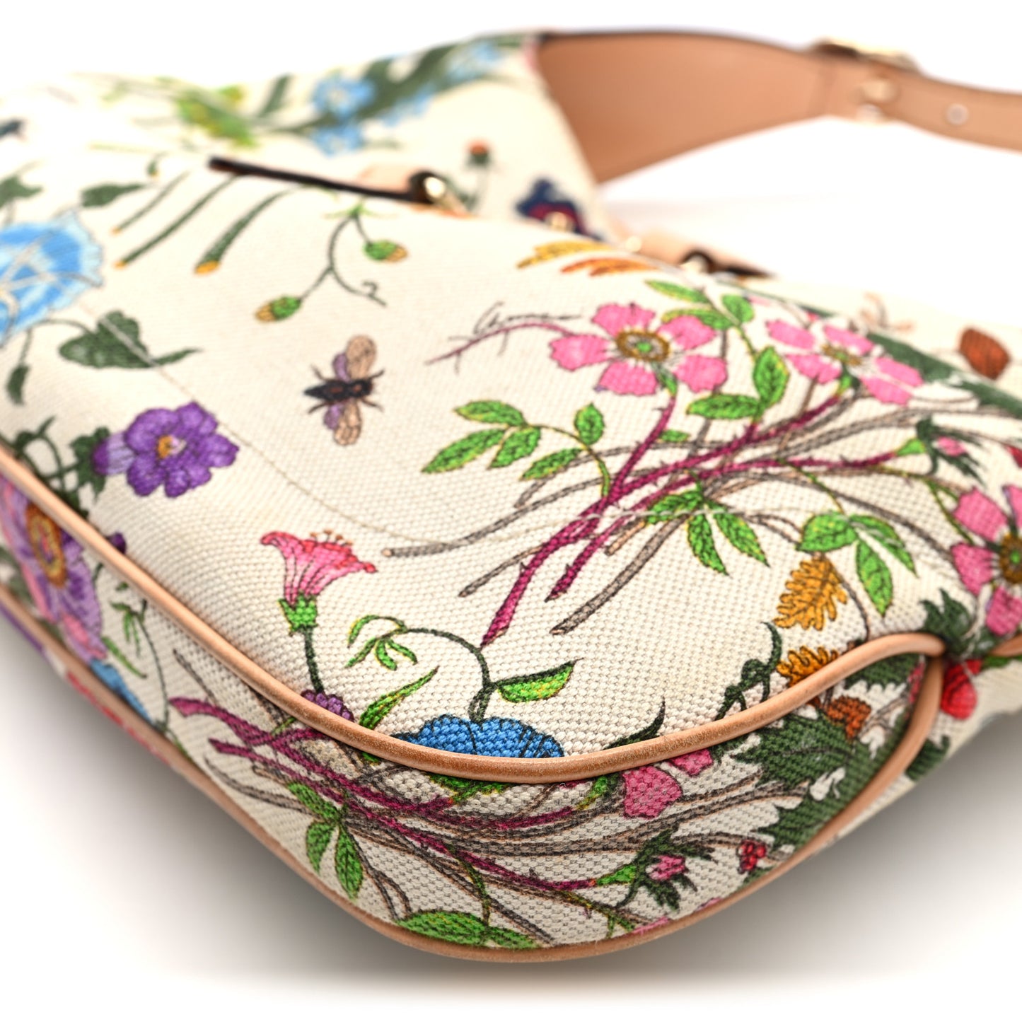 Canvas Floral Flora Small Jackie O Hobo White