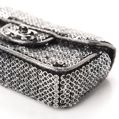 Chanel Sequin Micro Flap Dark Silver 7 of 12