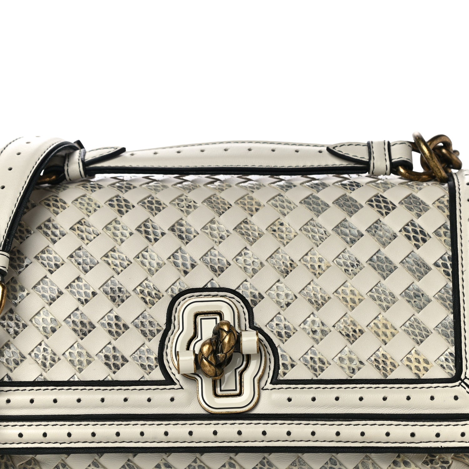 Bottega Veneta Nappa Ayers Intrecciato Checker Olimpia Knot Bag Mist Black 5 of 8