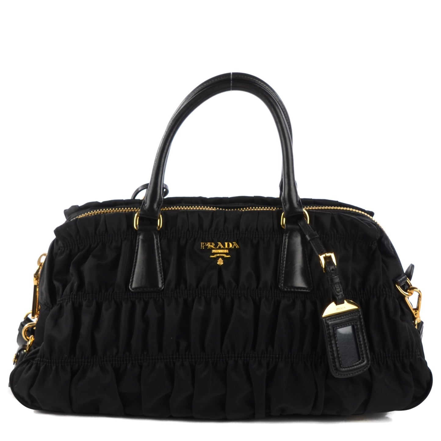 Tessuto Nylon Gaufre Shopping Satchel Black