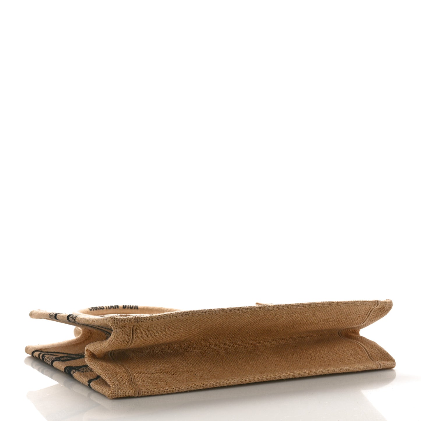 Canvas Jute Embroidered Medium Book Tote Black Beige