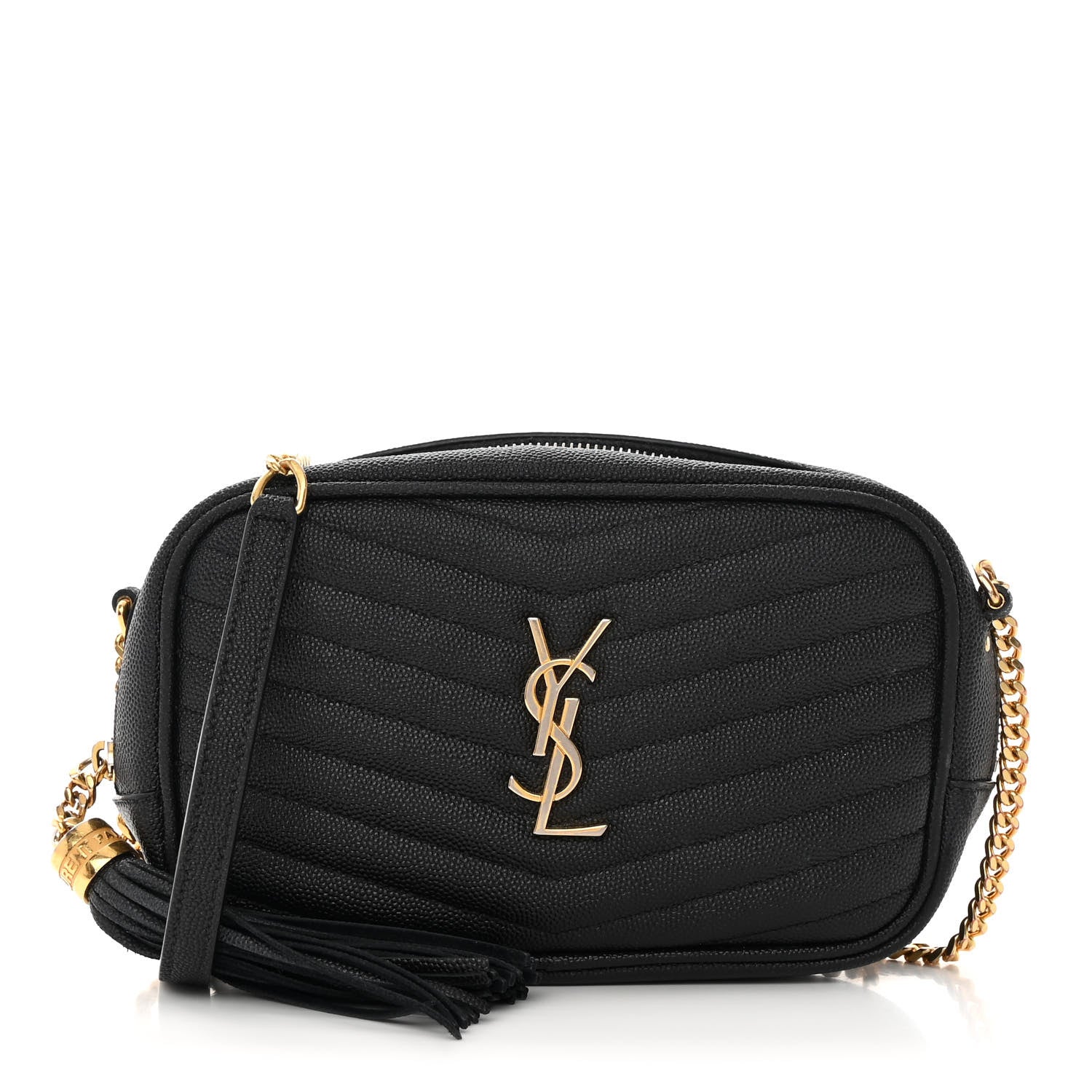 Saint Laurent Grain De Poudre Matelasse Monogram Mini Lou Camera Bag Black 1 of 14