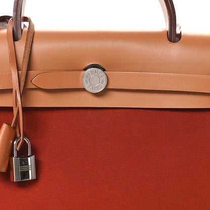 Hermes Toile Vache Hunter Herbag Zip 31 PM Rouge Tomate Natural 8 of 11