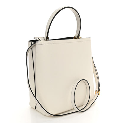 Prada Saffiano Cuir Medium Panier Bucket Bag Bianco Black 3 of 9