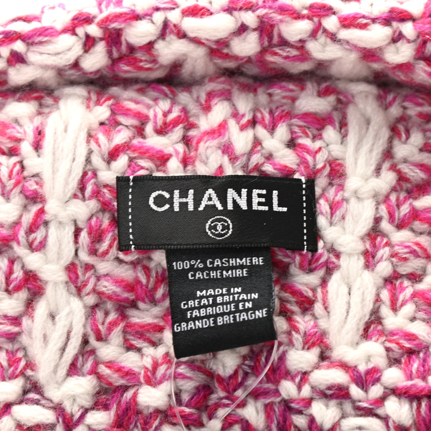 Chanel Cashmere Logo Beanie Hat Light Beige Dark Pink Light Pink 4 of 5