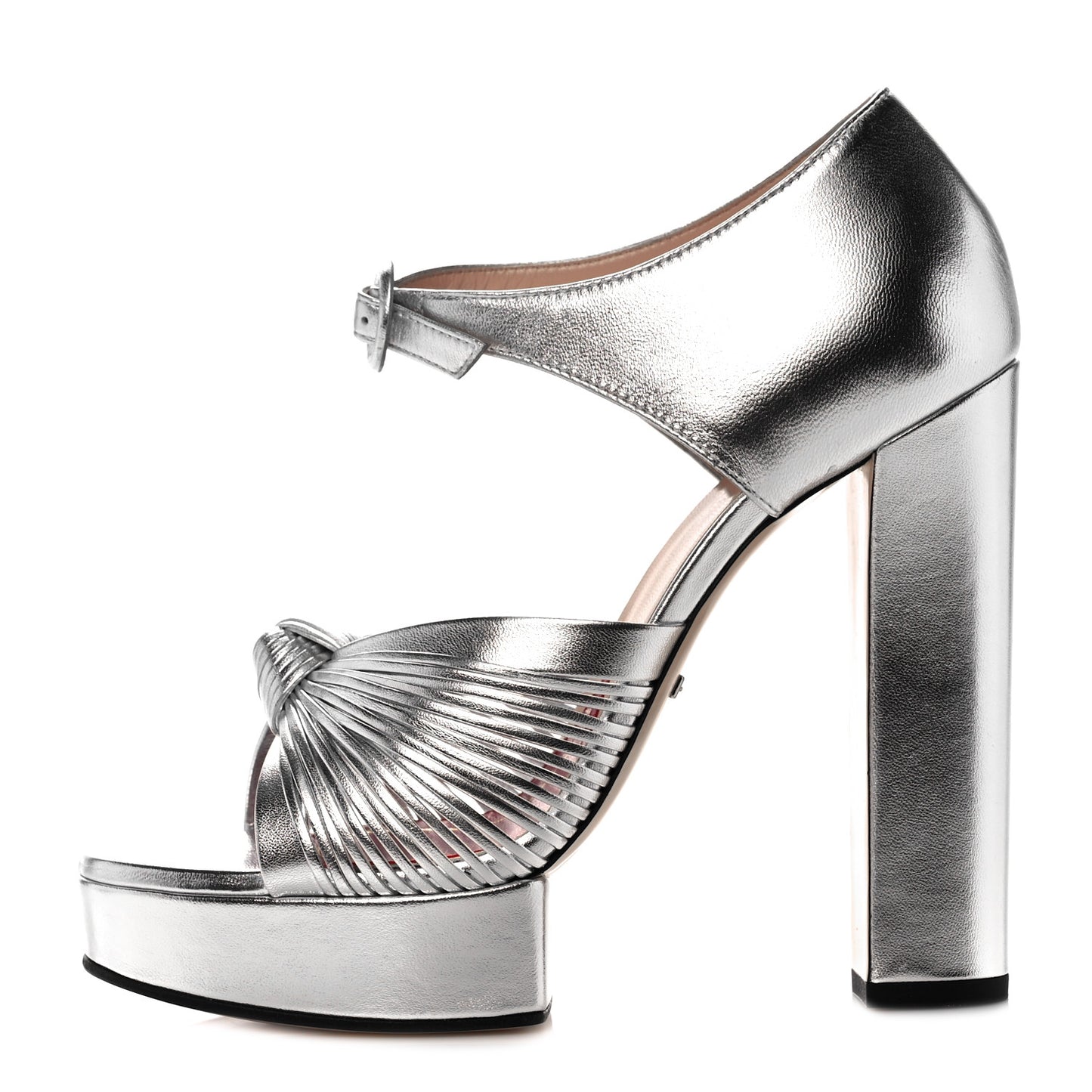 Metallic Nappa Crawford Knotted Strap Platform 38.5 Silver