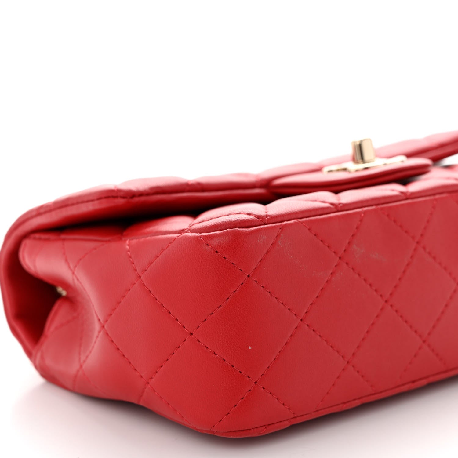 Chanel Lambskin Quilted Mini Rectangular Flap Red 9 of 12