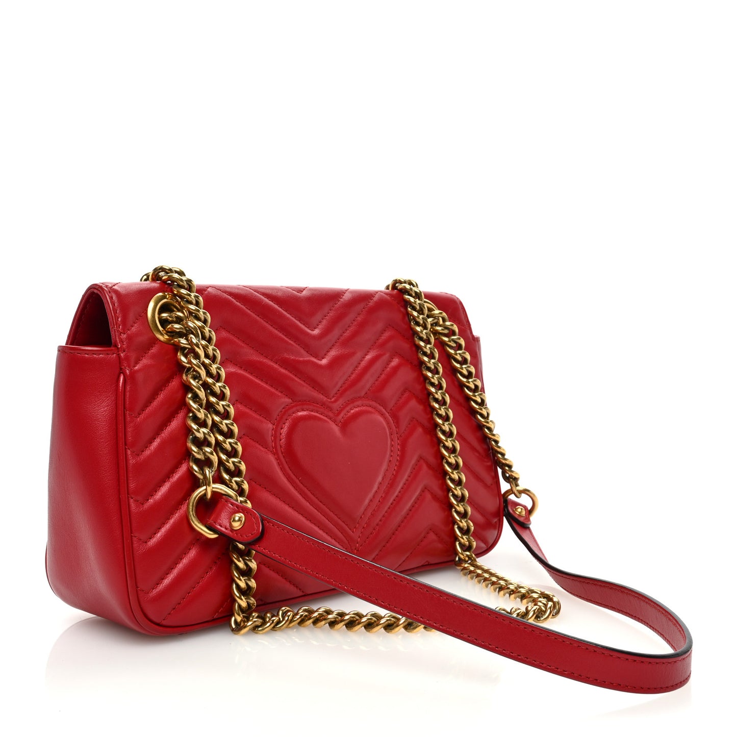 Calfskin Matelasse Small GG Marmont Shoulder Bag Hibiscus Red
