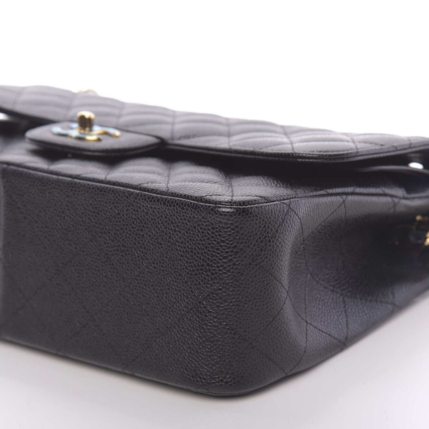 Caviar Quilted Jumbo Double Flap Black