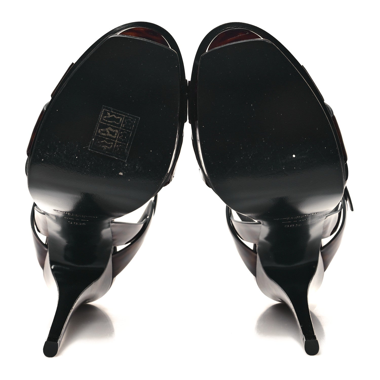 Saint Laurent Patent Tribute 105 Platform Sandals 38.5 Tortoiseshell 5 of 9