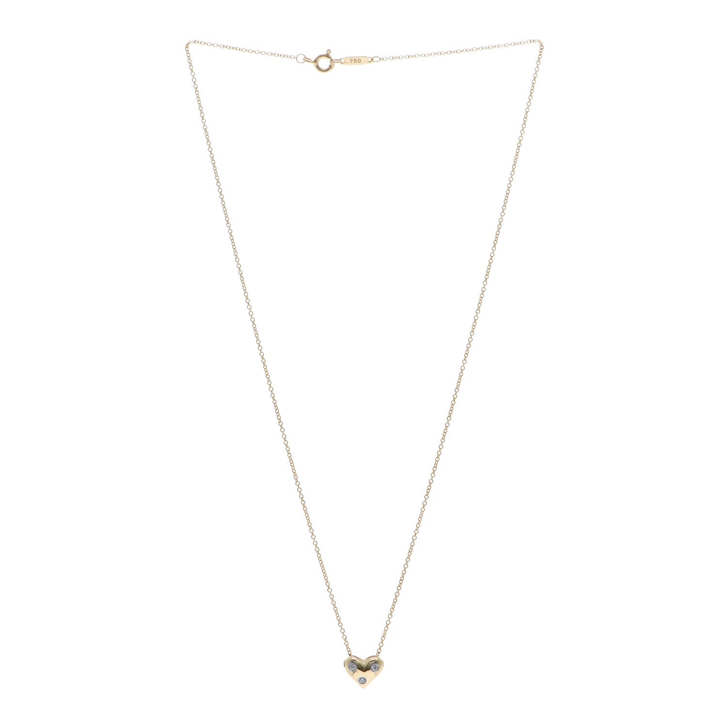 Tiffany 18K Yellow Gold Platinum Diamond Small Etoile Heart Pendant Necklace 3 of 4