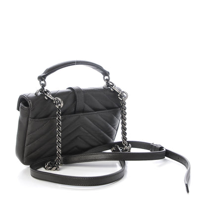 Saint Laurent Sheepskin Matelasse Chevron Monogram College Chain Wallet Coal 3 of 8