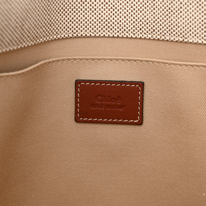 Chloe Cotton Calfskin Medium Woody Ribbon Tote White Brown 6 of 13