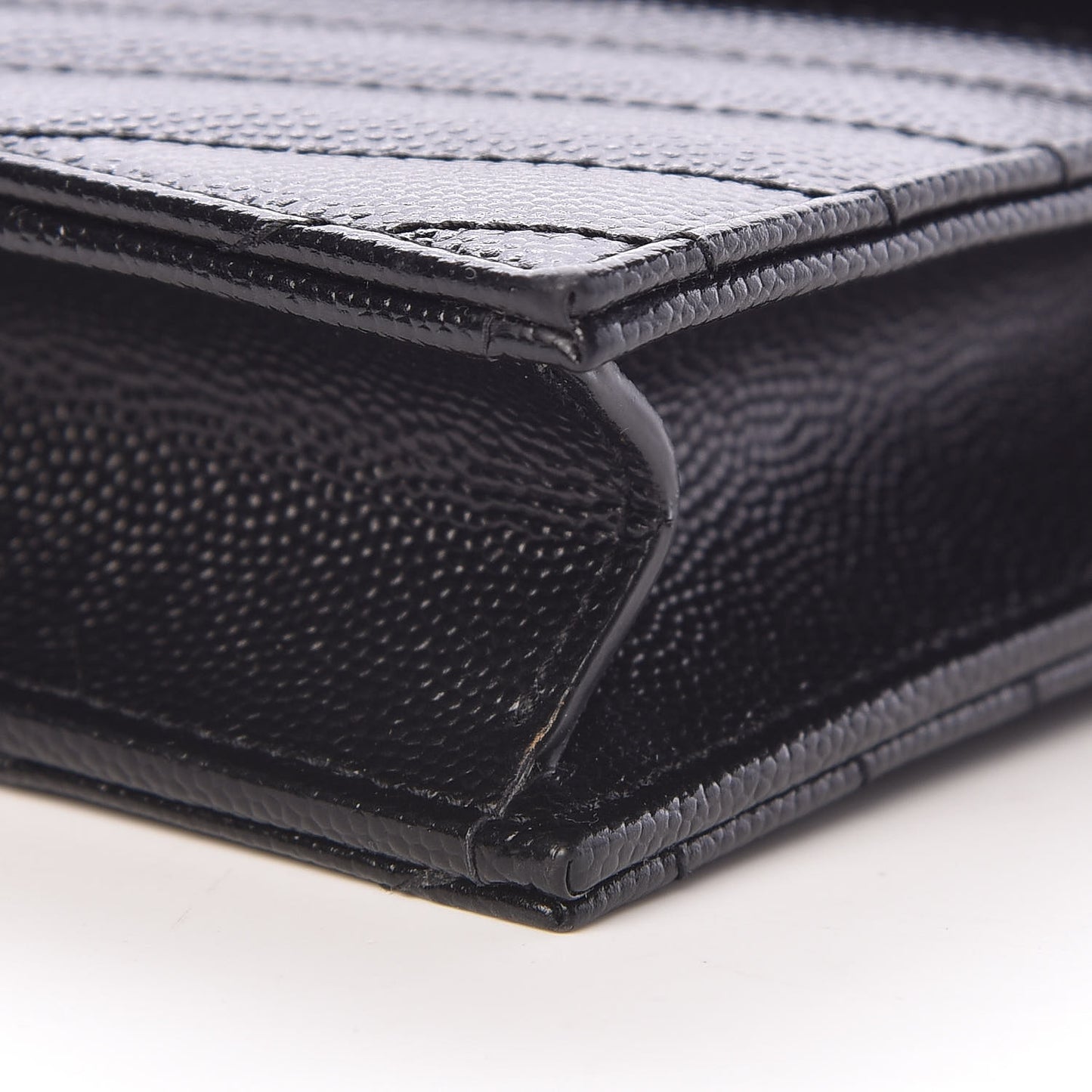 Grain De Poudre Matelasse Chevron Monogram Envelope Chain Wallet Black