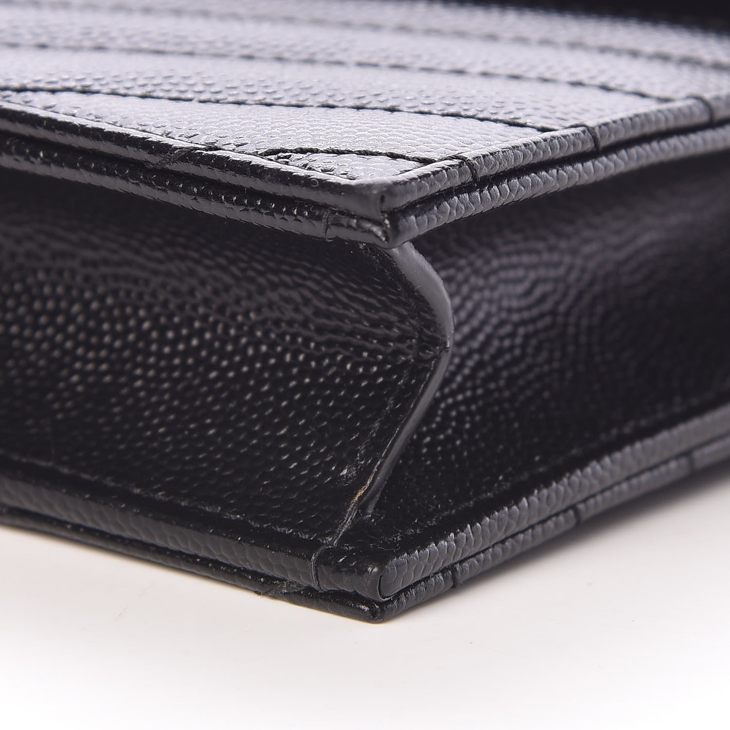 Saint Laurent Grain De Poudre Matelasse Chevron Monogram Envelope Chain Wallet Black 10 of 10