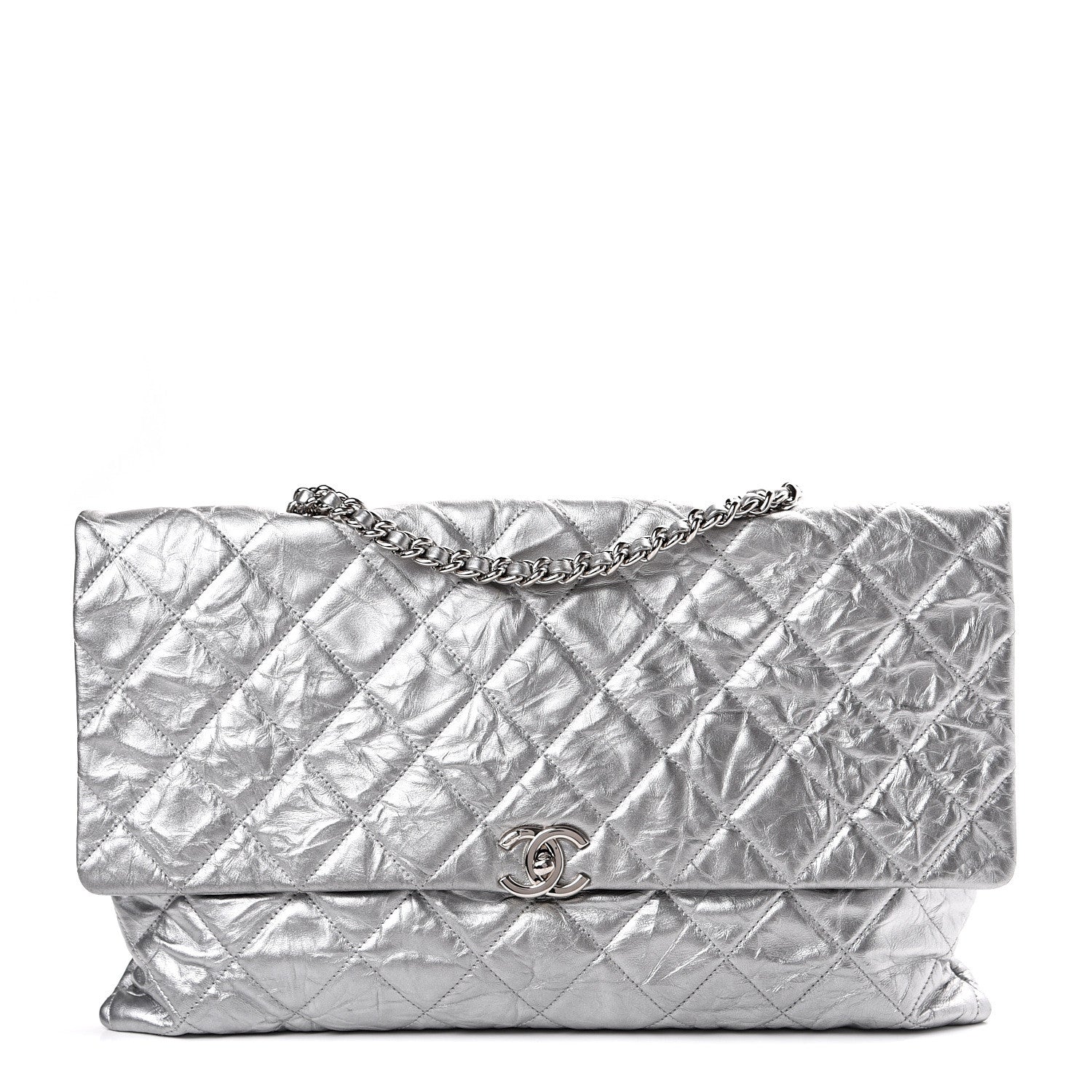 Chanel Metallic Crumpled Calfskin Big Bang Large Flap Bag Silver 1 of 10