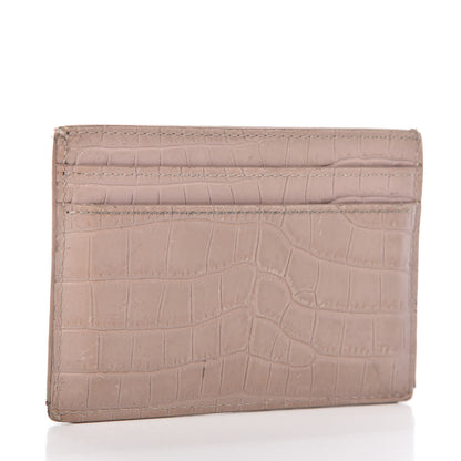 Saint Laurent Calfskin Crocodile Embossed Card Case Rose Antic 3 of 10