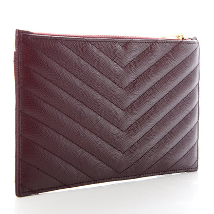 Saint Laurent Grain De Poudre Matelasse Chevron Monogram Bill Pouch Rouge Legion 3 of 8