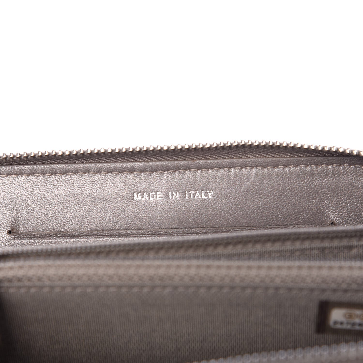 Chanel Calfskin Resin Stitched Small Zip Around Wallet Grey 7 of 8