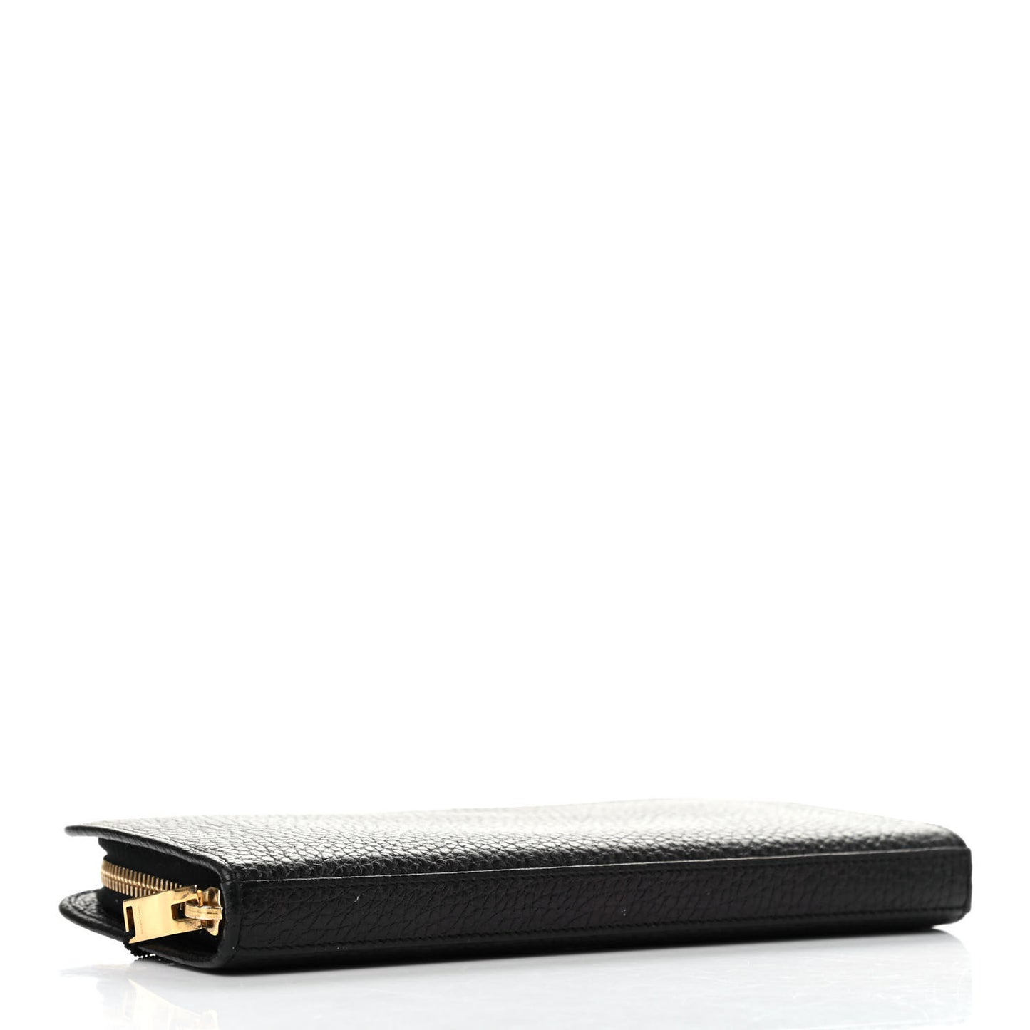 Grained Calfskin Classic Zip Around Continental Wallet Black