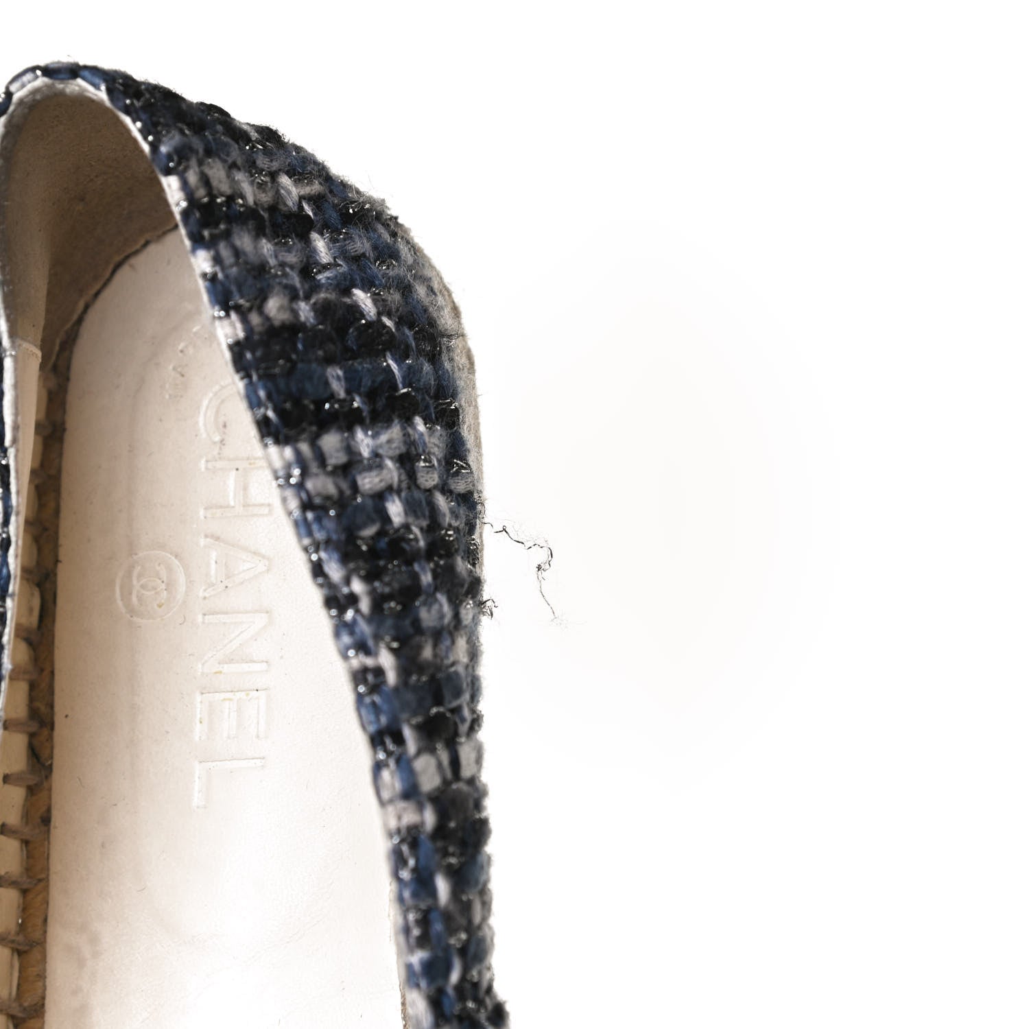 Chanel Metallic Tweed Lambskin CC Espadrilles 38 Blue Black Silver 10 of 13