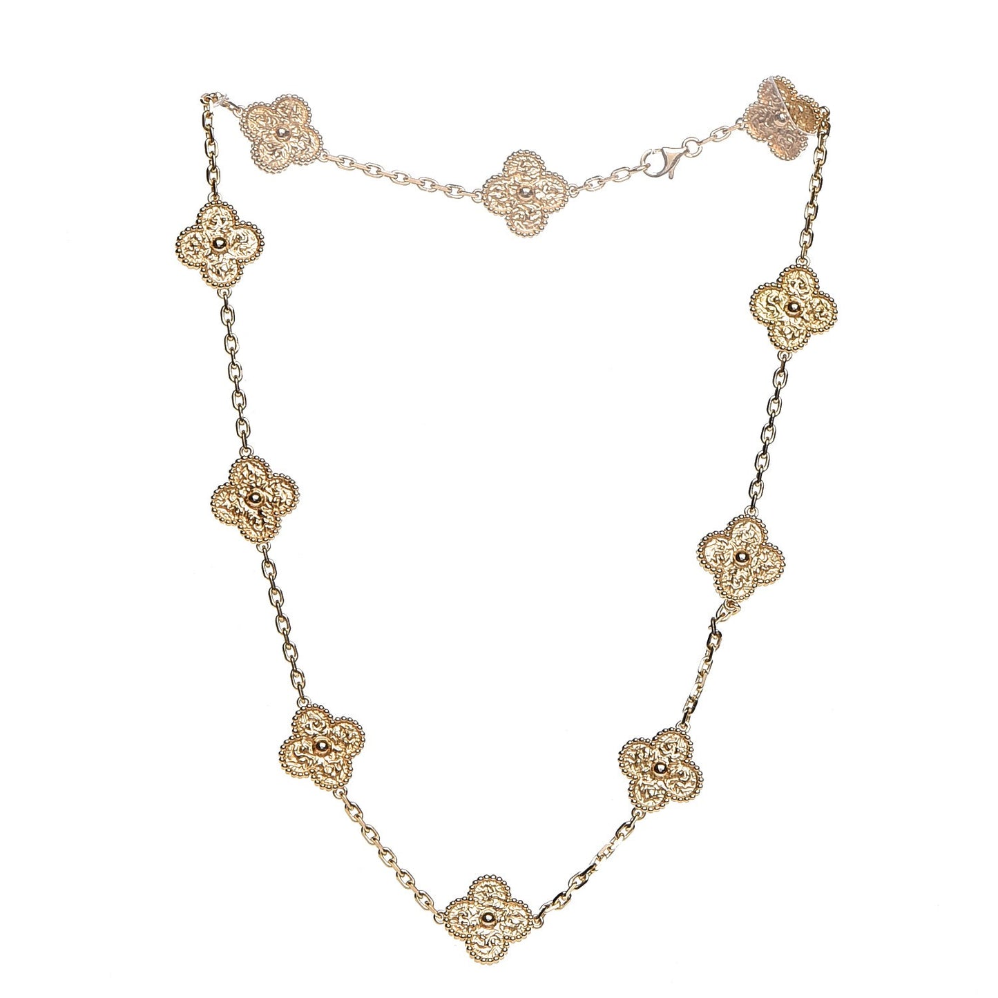 18K Yellow Gold 10 Motifs Vintage Alhambra Necklace