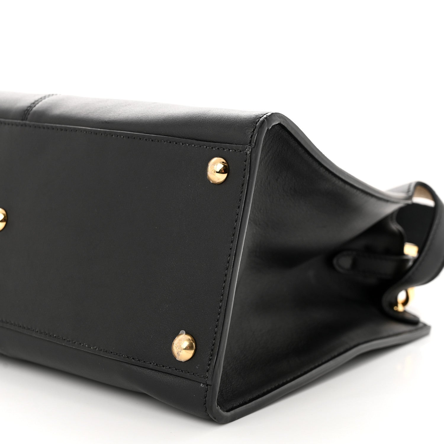 Fendi Vitello Seta Glazed Fabric FF 1974 Medium Peekaboo X-Lite Black Mogano Panna 9 of 9